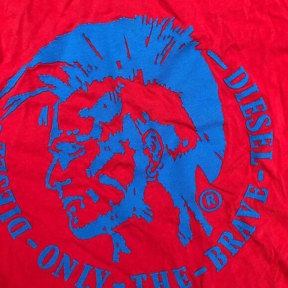 RARE Diesel Shirt Big Logo Red Blue Large - Picture 5 of 9